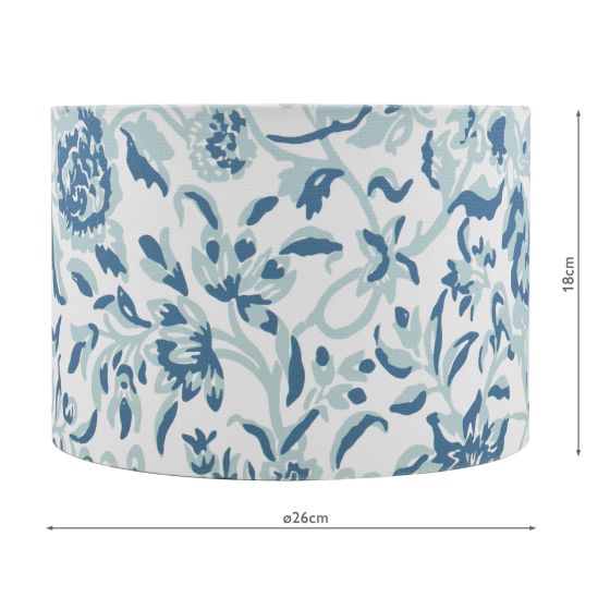 Där Lighting English Heritage Down House Blue Cotton Drum Shade 26cm