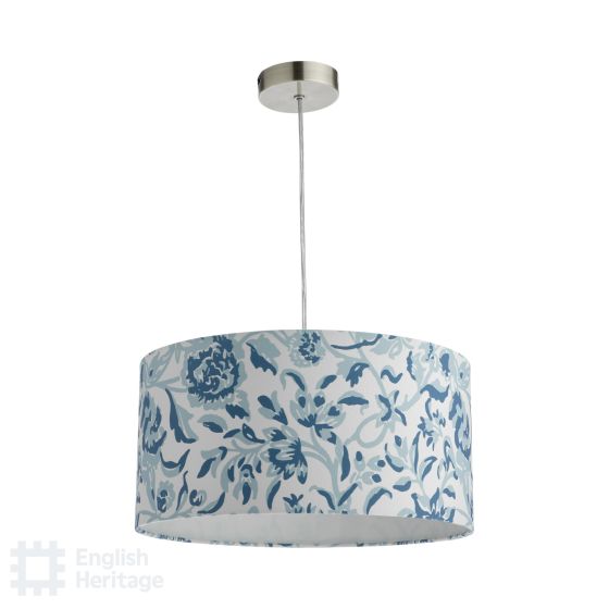 Där Lighting English Heritage Down House Blue Cotton Drum Shade 40cm