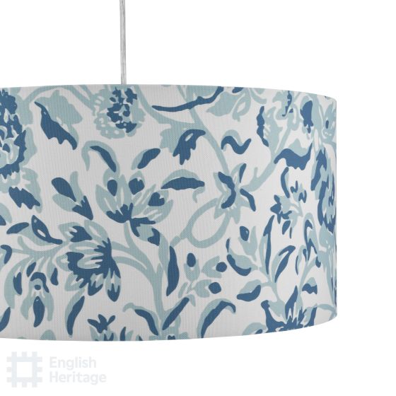 Där Lighting English Heritage Down House Blue Cotton Drum Shade 40cm