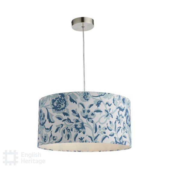 där lighting English Heritage Down House Blue Cotton Drum Shade 40cm
