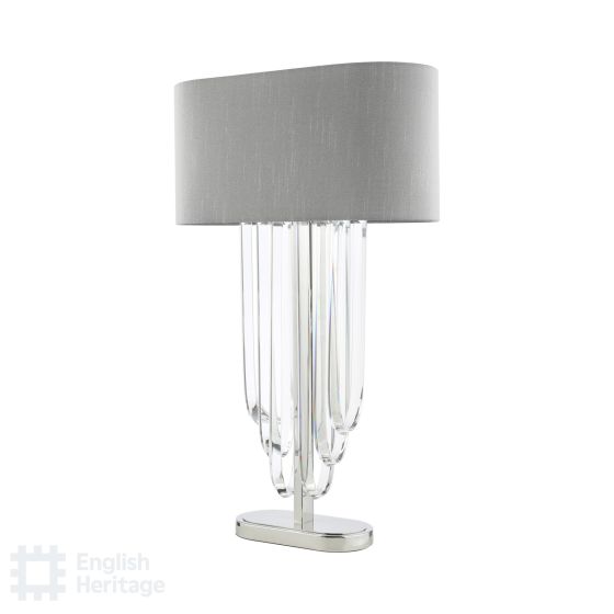 Där Lighting English Heritage Eltham 2 Light Table Lamp Polished Nickel And Crystal With Shade
