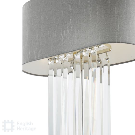 Där Lighting English Heritage Eltham 2 Light Table Lamp Polished Nickel And Crystal With Shade