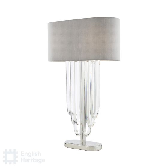 där lighting English Heritage Eltham 2 Light Table Lamp Polished Nickel and Crystal With Shade