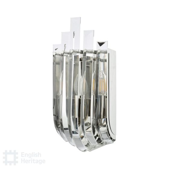Där Lighting English Heritage Eltham 2 Light Wall Light Polished Nickel And Crystal
