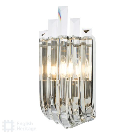 Där Lighting English Heritage Eltham 2 Light Wall Light Polished Nickel And Crystal