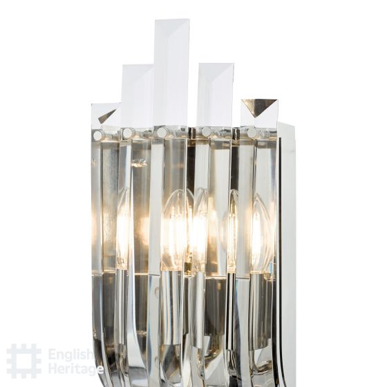 Där Lighting English Heritage Eltham 2 Light Wall Light Polished Nickel And Crystal
