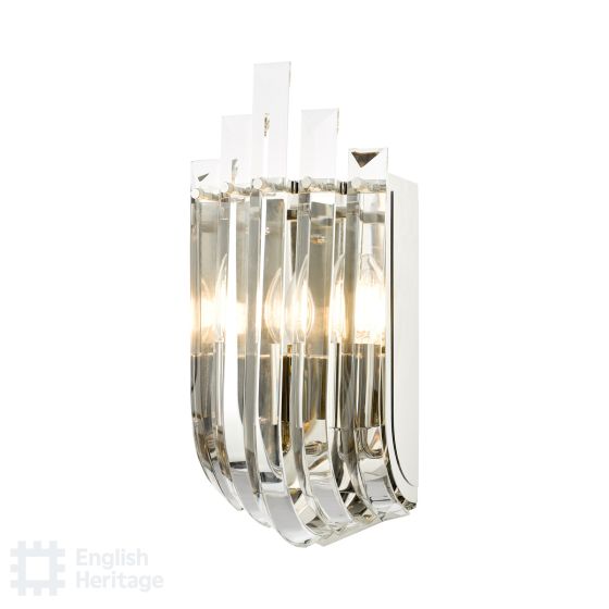 där lighting English Heritage Eltham 2 Light Wall Light Polished Nickel and Crystal