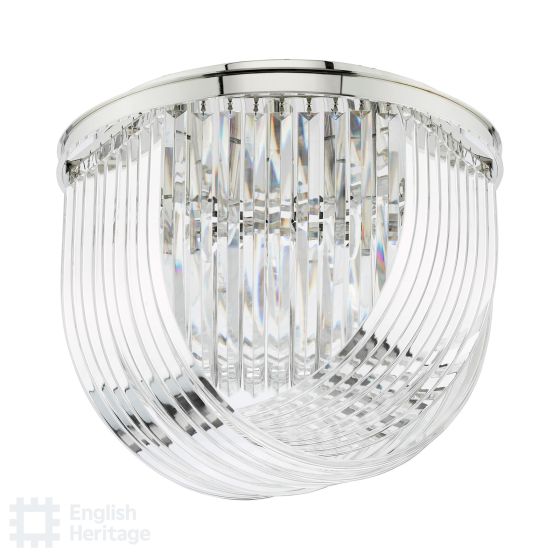 Där Lighting English Heritage Eltham 4 Light Flush Polished Nickel And Crystal