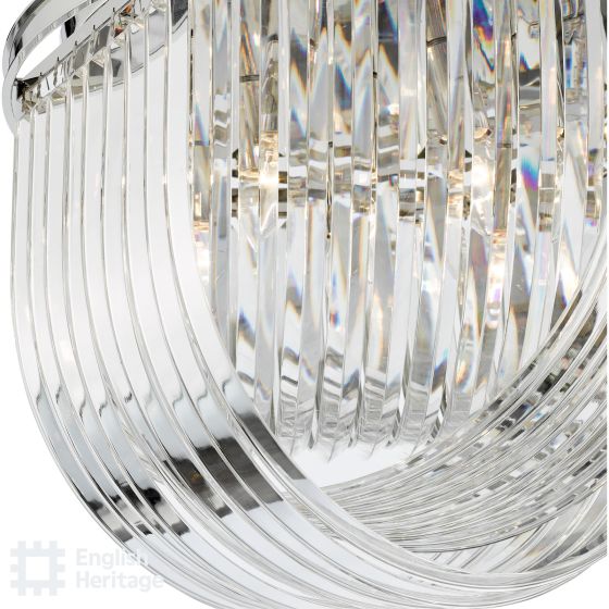 Där Lighting English Heritage Eltham 4 Light Flush Polished Nickel And Crystal