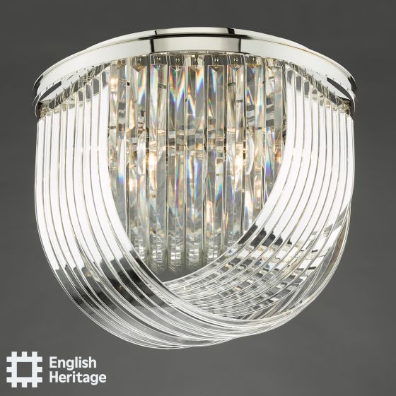 Där Lighting English Heritage Eltham 4 Light Flush Polished Nickel And Crystal
