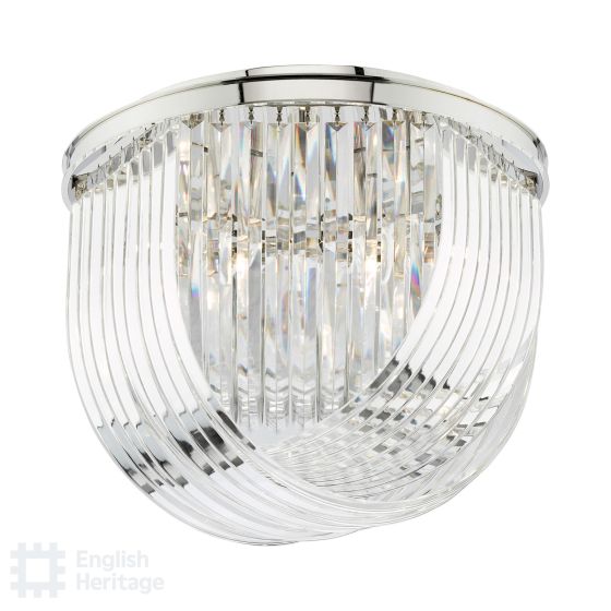 där lighting English Heritage Eltham 4 Light Flush Polished Nickel and Crystal