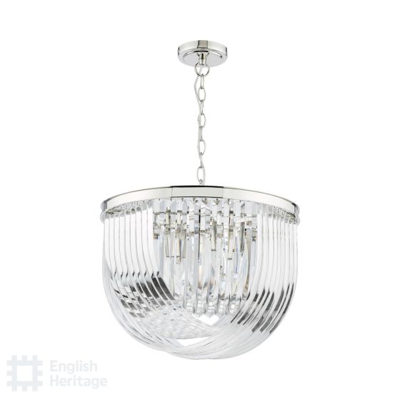Där Lighting English Heritage Eltham 4 Light Pendant Polished Nickel And Crystal
