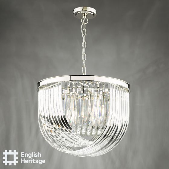 Där Lighting English Heritage Eltham 4 Light Pendant Polished Nickel And Crystal