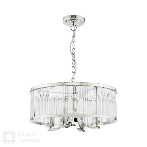 Där Lighting English Heritage Eltham 4 Light Pendant Polished Nickel And Crystal