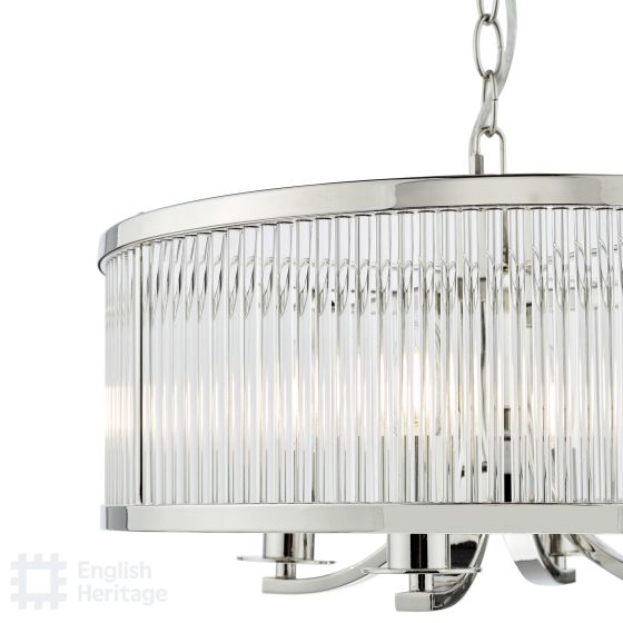 Där Lighting English Heritage Eltham 4 Light Pendant Polished Nickel And Crystal