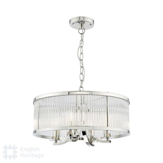 där lighting English Heritage Eltham 4 Light Pendant Polished Nickel and Crystal