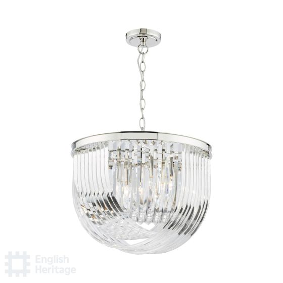 där lighting English Heritage Eltham 4 Light Pendant Polished Nickel and Crystal