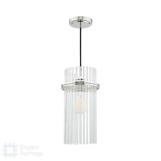 Där Lighting English Heritage Eltham Single Pendant Polished Nickel And Crystal