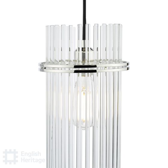 Där Lighting English Heritage Eltham Single Pendant Polished Nickel And Crystal