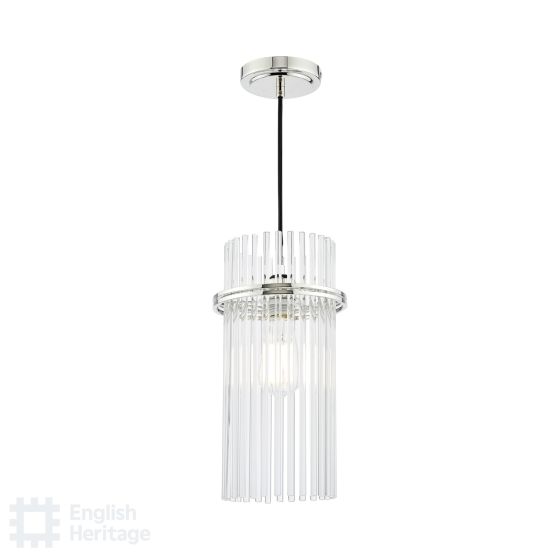 där lighting English Heritage Eltham Single Pendant Polished Nickel and Crystal
