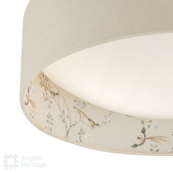 Där Lighting English Heritage Marble Hill 2 Light Flush Taupe And Multi Coloured