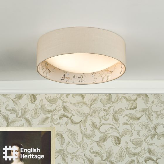 Där Lighting English Heritage Marble Hill 2 Light Flush Taupe And Multi Coloured