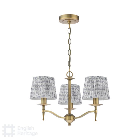 Där Lighting English Heritage Marble Hill 3 Light Armed Fitting Aged Brass With Shade