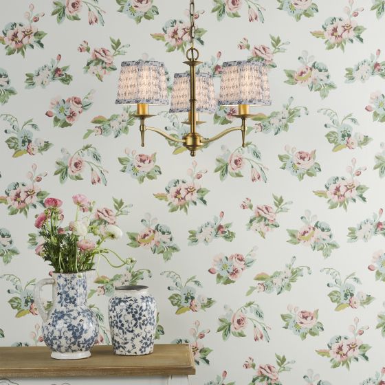 Där Lighting English Heritage Marble Hill 3 Light Armed Fitting Aged Brass With Shade