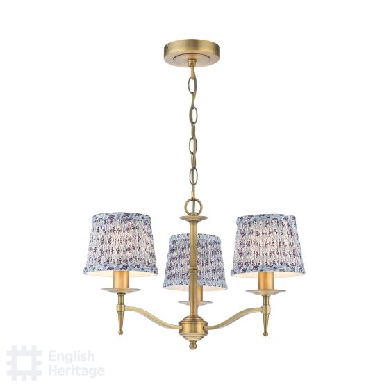 där lighting English Heritage Marble Hill 3 Light Armed fitting Aged Brass With Shade