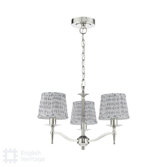 Där Lighting English Heritage Marble Hill 3 Light Armed Fitting Polished Nickel With Shade