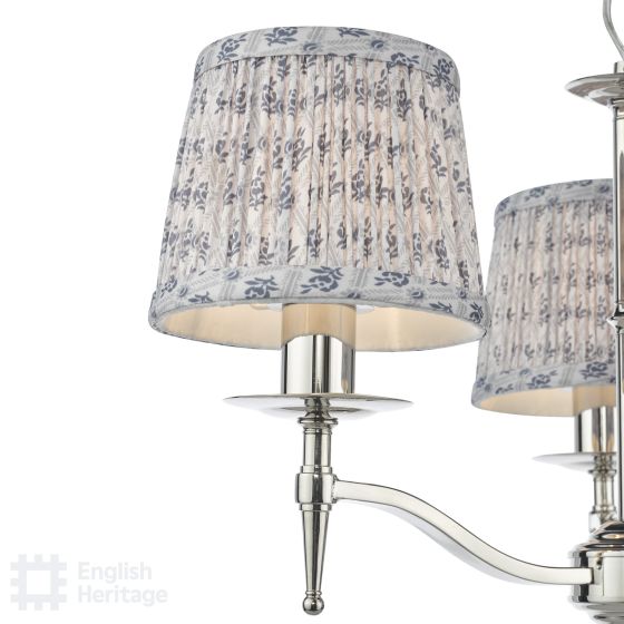 Där Lighting English Heritage Marble Hill 3 Light Armed Fitting Polished Nickel With Shade