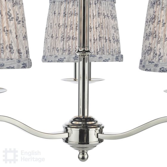 Där Lighting English Heritage Marble Hill 3 Light Armed Fitting Polished Nickel With Shade