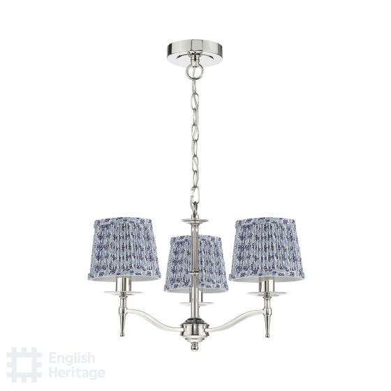 Där Lighting English Heritage Marble Hill 3 Light Armed Fitting Polished Nickel With Shade