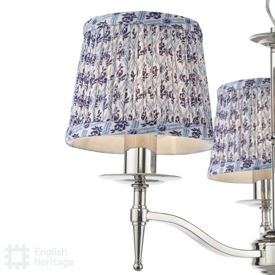 Där Lighting English Heritage Marble Hill 3 Light Armed Fitting Polished Nickel With Shade
