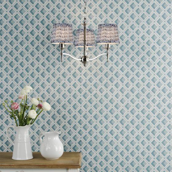 Där Lighting English Heritage Marble Hill 3 Light Armed Fitting Polished Nickel With Shade