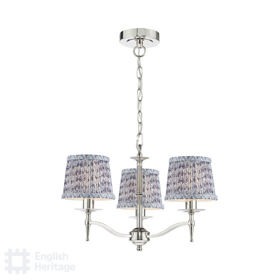 där lighting English Heritage Marble Hill 3 Light Armed Fitting Polished Nickel With Shade