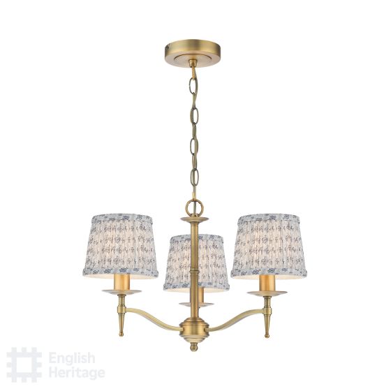 där lighting English Heritage Marble Hill 3 Light Armed fitting Aged Brass With Shade