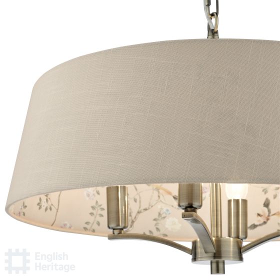 Där Lighting English Heritage Marble Hill 4 Light Shadelier Antique Brass And Taupe With Shade