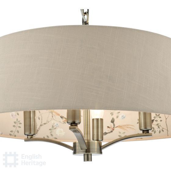 Där Lighting English Heritage Marble Hill 4 Light Shadelier Antique Brass And Taupe With Shade