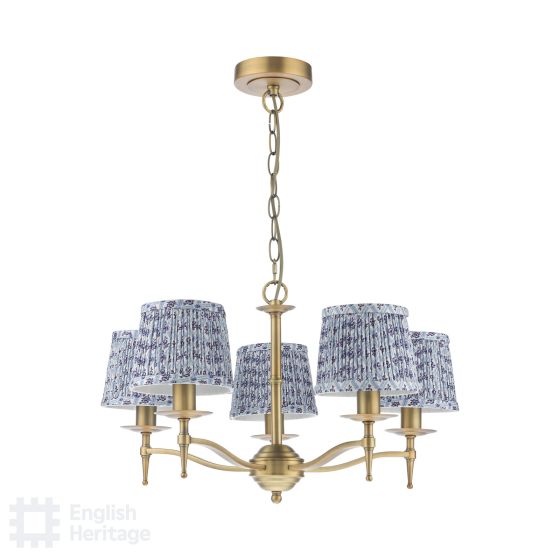Där Lighting English Heritage Marble Hill 5 Light Armed Pendant Aged Brass With Shade