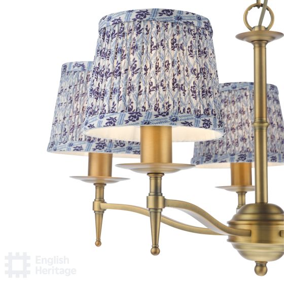Där Lighting English Heritage Marble Hill 5 Light Armed Pendant Aged Brass With Shade