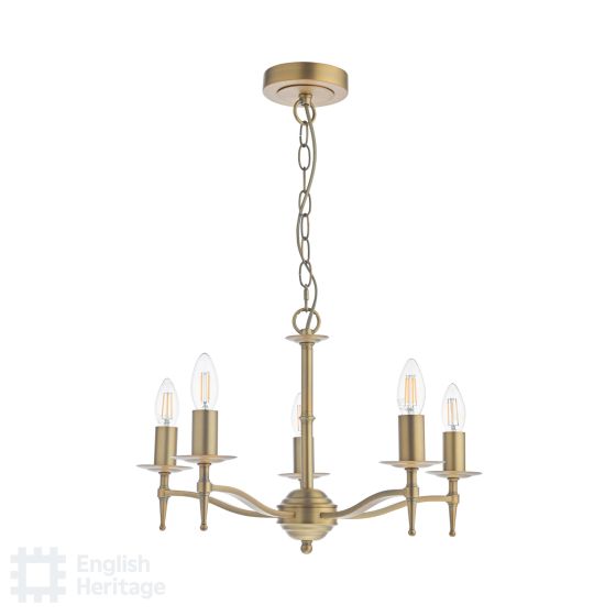 Där Lighting English Heritage Marble Hill 5 Light Armed Pendant Aged Brass Fitting Only