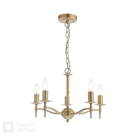där lighting English Heritage Marble Hill 5 Light Armed Pendant Aged Brass Fitting Only