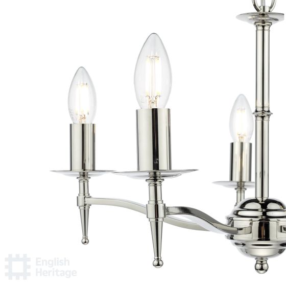 Där Lighting English Heritage Marble Hill 5 Light Armed Pendant Polished Nickel Fitting Only