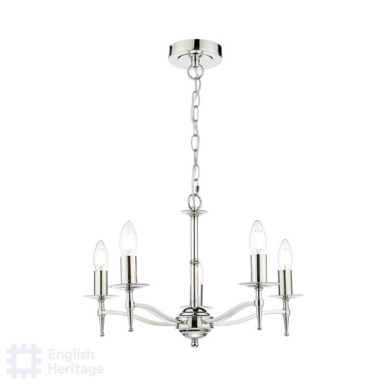 där lighting English Heritage Marble Hill 5 Light Armed Pendant Polished Nickel Fitting Only