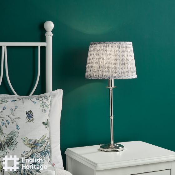 Där Lighting English Heritage Marble Hill Table Lamp Polished Nickel With Shade