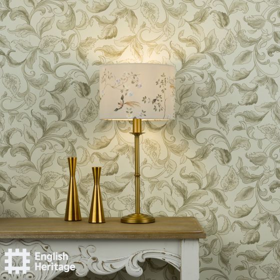 Där Lighting English Heritage Marble Hill Taupe Cotton Drum Shade 26cm