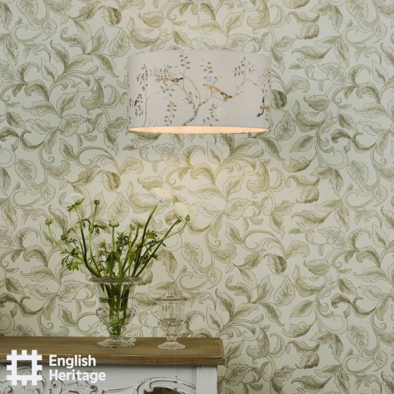 Där Lighting English Heritage Marble Hill Taupe Cotton Drum Shade 40cm