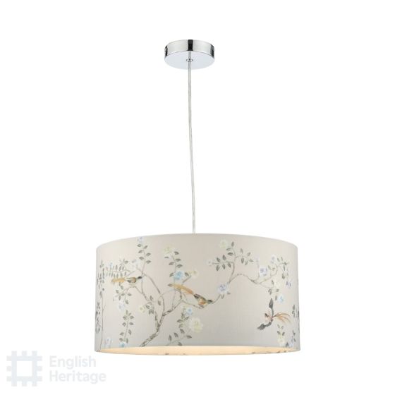 där lighting English Heritage Marble Hill Taupe Cotton Drum Shade 40cm