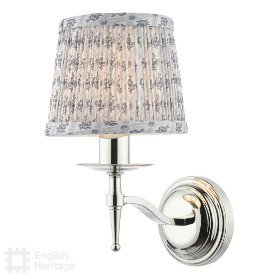 Där Lighting English Heritage Marble Hill Wall Light Polished Nickel With Shade